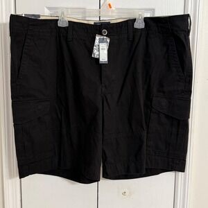 Tommy Hilfiger Cargo Shorts 48R Black Flat‎ Front New Tags Men's Casual Utility